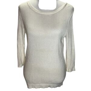 The Limited Women’s Cream Open Knit Sweater Size L Lightweight Wool Blend